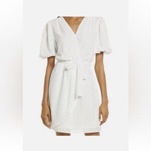 FRAICHE BY J Womens Swiss Dot Faux Wrap Dress Size S NWT